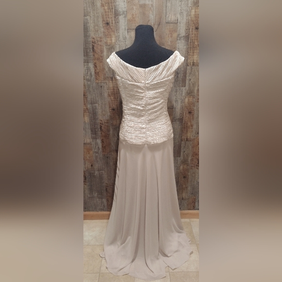 NWT URSULA OF SWITZERLAND CHAMPAGNE CHIFFON MOTHER OF BRIDE GOWN DRESS SZ 12 NEW - Picture 4 of 6